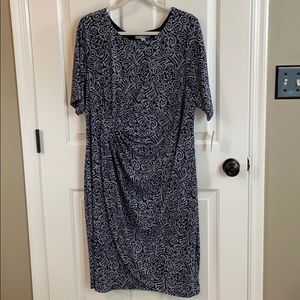 New with tags navy and white faux wrap dress.